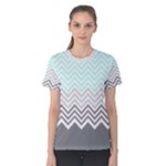 chevron teal grey Women s Cotton Tee