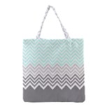 chevron teal grey Grocery Tote Bag