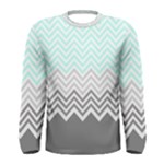 chevron teal grey Men s Long Sleeve Tee