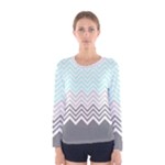 chevron teal grey Women s Long Sleeve Tee