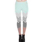 chevron teal grey Capri Leggings 