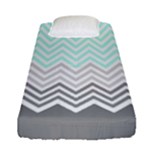 chevron teal grey Fitted Sheet (Single Size)