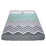 chevron teal grey Fitted Sheet (Queen Size)