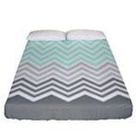 chevron teal grey Fitted Sheet (King Size)