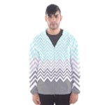 chevron teal grey Hooded Windbreaker (Men)