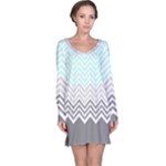 chevron teal grey Long Sleeve Nightdress