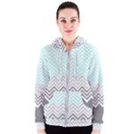 chevron teal grey Women s Zipper Hoodie