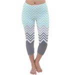 chevron teal grey Capri Winter Leggings 