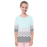 chevron teal grey Kids  Quarter Sleeve Raglan Tee