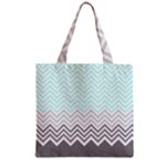 chevron teal grey Zipper Grocery Tote Bag