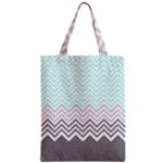 chevron teal grey Zipper Classic Tote Bag