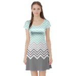 chevron teal grey Short Sleeve Skater Dress