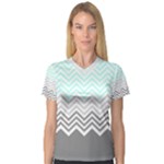 chevron teal grey V-Neck Sport Mesh Tee