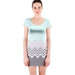 chevron teal grey Short Sleeve Bodycon Dress