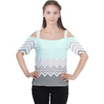 chevron teal grey Cutout Shoulder Tee