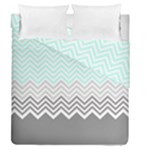 chevron teal grey Duvet Cover Double Side (Queen Size)