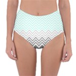 chevron teal grey Reversible High-Waist Bikini Bottoms