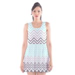 chevron teal grey Scoop Neck Skater Dress