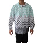 chevron teal grey Hooded Windbreaker (Kids)