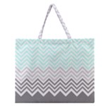 chevron teal grey Zipper Large Tote Bag