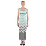 chevron teal grey Fitted Maxi Dress