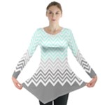 chevron teal grey Long Sleeve Tunic 