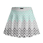 chevron teal grey Mini Flare Skirt