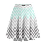 chevron teal grey High Waist Skirt