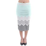 chevron teal grey Midi Pencil Skirt