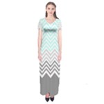 chevron teal grey Short Sleeve Maxi Dress