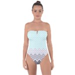 chevron teal grey Tie Back One Piece Swimsuit