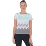 chevron teal grey Short Sleeve Sports Top 