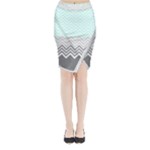 chevron teal grey Midi Wrap Pencil Skirt