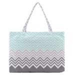 chevron teal grey Zipper Medium Tote Bag