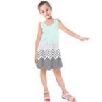 chevron teal grey Kids  Sleeveless Dress