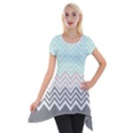 chevron teal grey Short Sleeve Side Drop Tunic