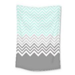 chevron teal grey Small Tapestry