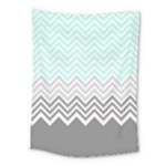 chevron teal grey Medium Tapestry