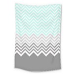 chevron teal grey Large Tapestry