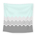 chevron teal grey Square Tapestry (Large)