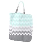 chevron teal grey Giant Grocery Zipper Tote