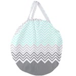 chevron teal grey Giant Round Zipper Tote