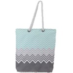 chevron teal grey Full Print Rope Handle Tote (Large)