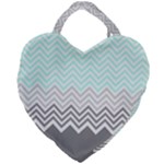 chevron teal grey Giant Heart Shaped Tote