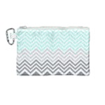 chevron teal grey Canvas Cosmetic Bag (Medium)