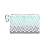 chevron teal grey Canvas Cosmetic Bag (Small)