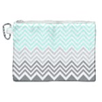 chevron teal grey Canvas Cosmetic Bag (XL)