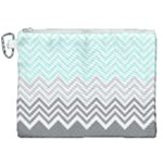 chevron teal grey Canvas Cosmetic Bag (XXL)