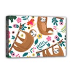 Floral Sloth  Deluxe Canvas 18  x 12  (Stretched)