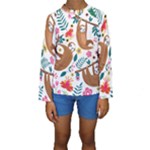 Floral Sloth  Kids  Long Sleeve Swimwear